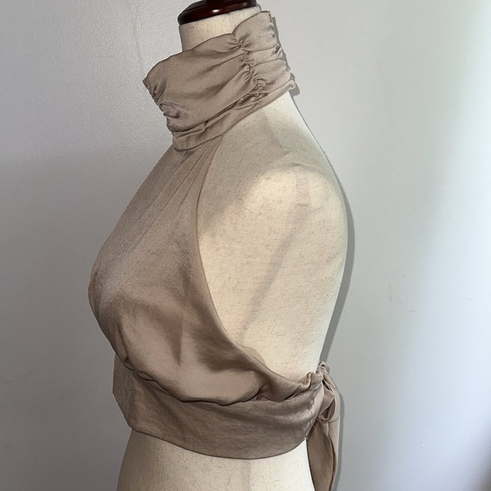 Taupe Halter Top with open back - Picture 6 of 7